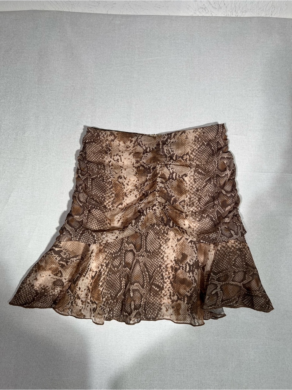 Primark Brown Snake-Print Ruffle Mini Skirt